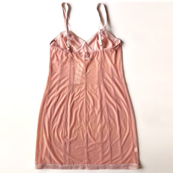 DKNY Pink Mesh Slip Shapewear size Small, Adjustable Straps, Knee Length - Picture 5 of 6